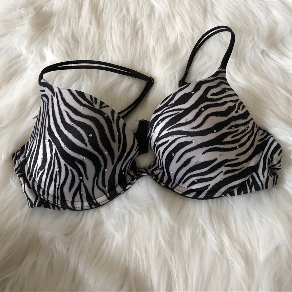 34B Very Sexy Zebra and Rhinestone VS bra